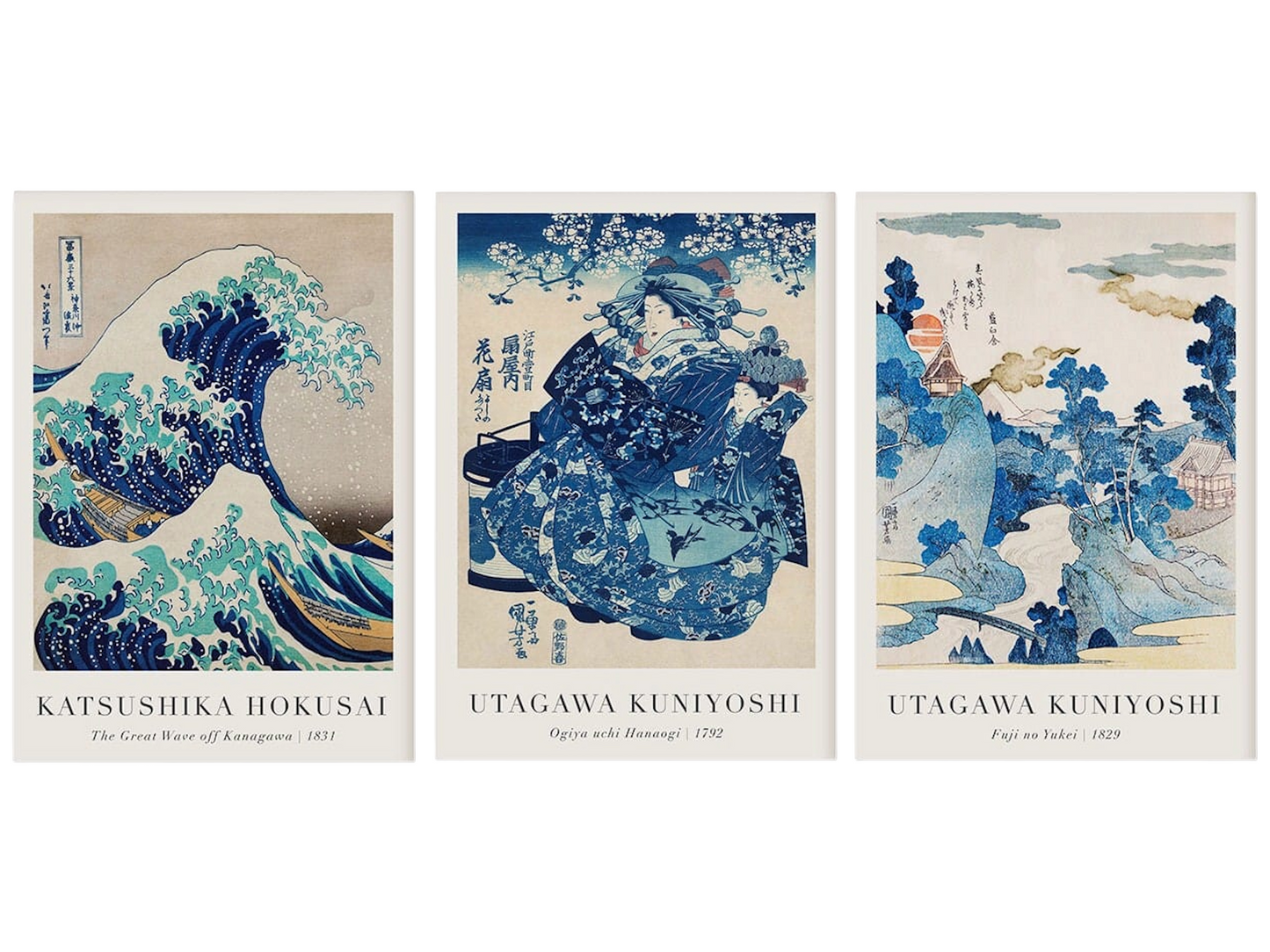 Póster Vintage Paisaje Japonés Abstracto Mar Ola Tradicional como impresión decorativa sin marco
