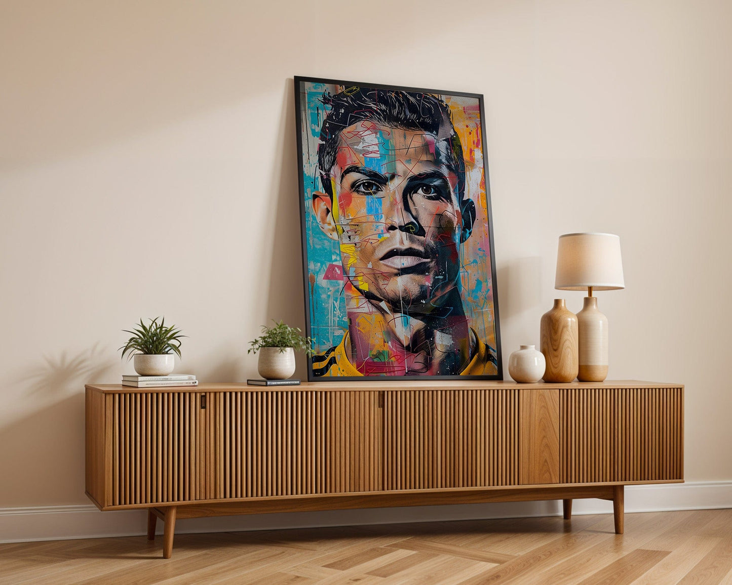 Street Art Leyenda del Fútbol Ronaldo · Cuadro Pop Art de Pared · Póster moderno de graffiti sin marco