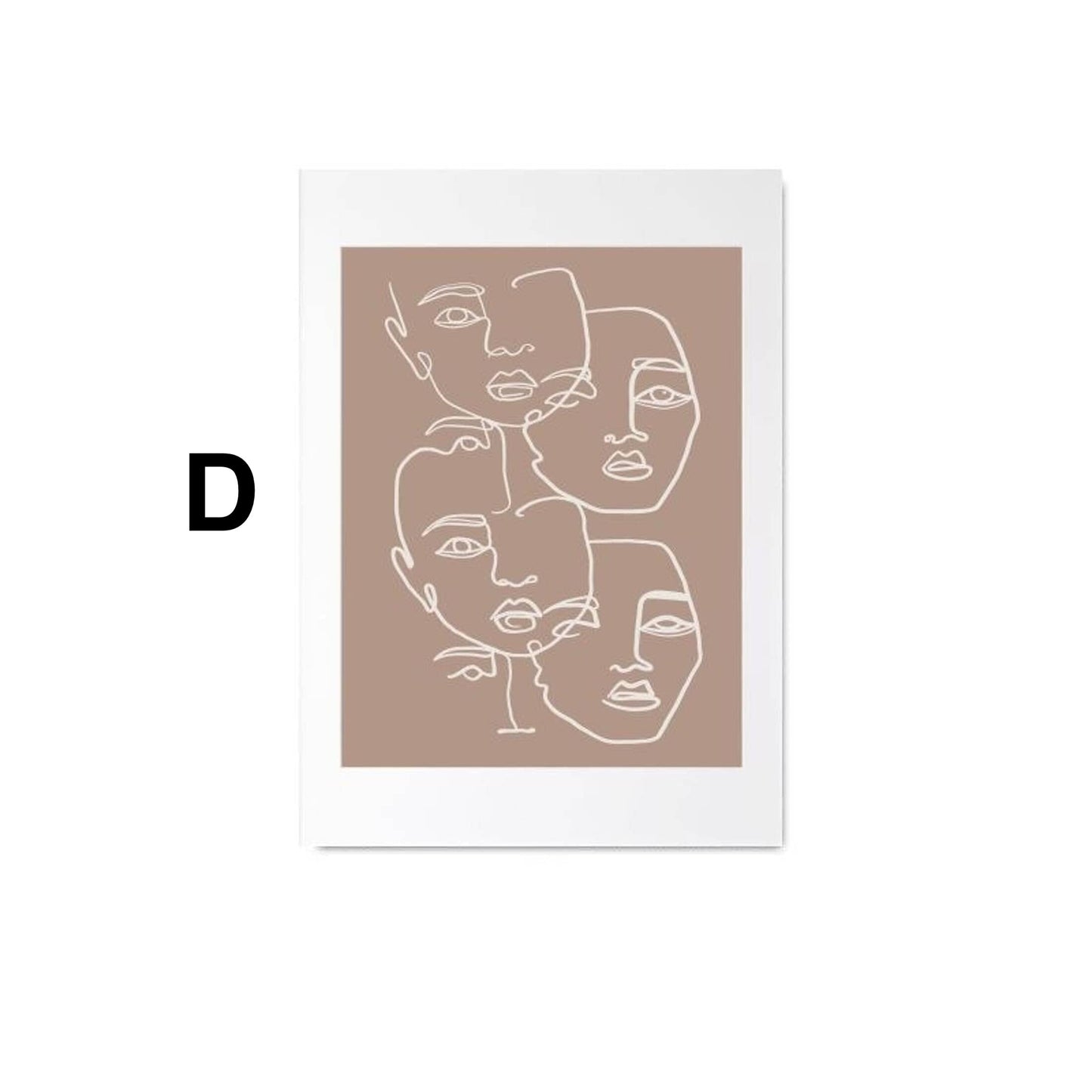 Lámina Decorativa con Rostros de Líneas y Formas Abstractas (Sin Marco)