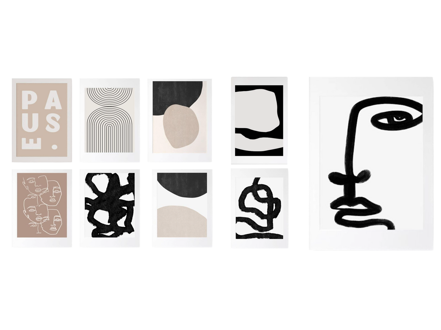 Lámina Decorativa con Rostros de Líneas y Formas Abstractas (Sin Marco)