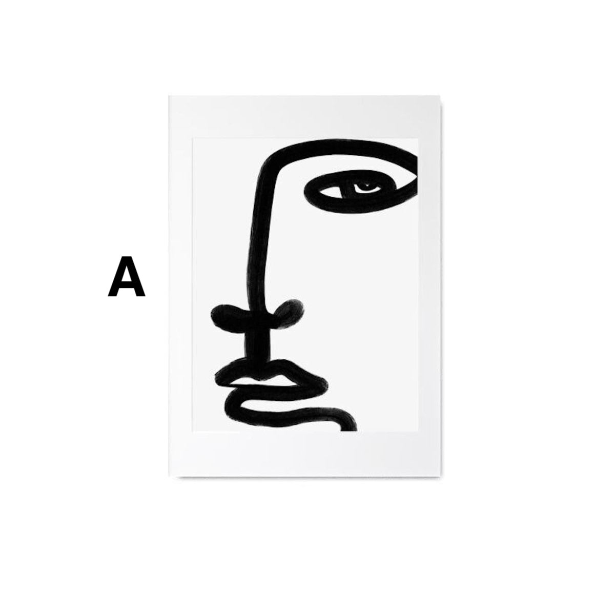 Lámina Decorativa con Rostros de Líneas y Formas Abstractas (Sin Marco)