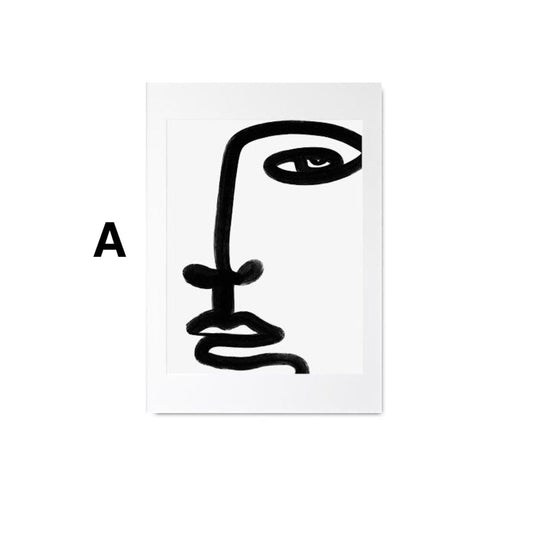Lámina Decorativa con Rostros de Líneas y Formas Abstractas (Sin Marco)
