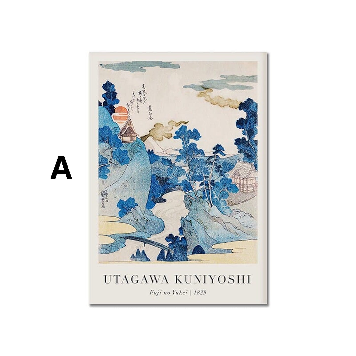 Póster Vintage Paisaje Japonés Abstracto Mar Ola Tradicional como impresión decorativa sin marco