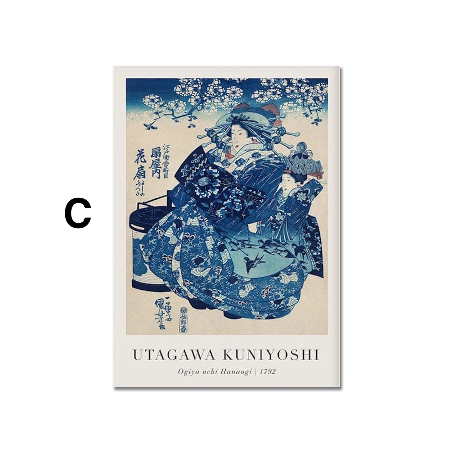 Póster Vintage Paisaje Japonés Abstracto Mar Ola Tradicional como impresión decorativa sin marco