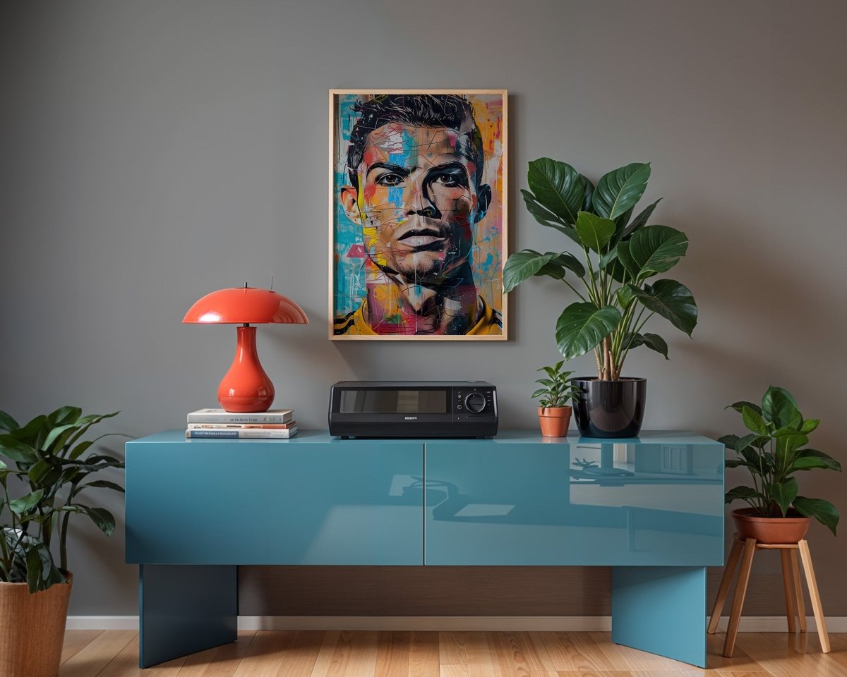 Street Art Leyenda del Fútbol Ronaldo · Cuadro Pop Art de Pared · Póster moderno de graffiti sin marco