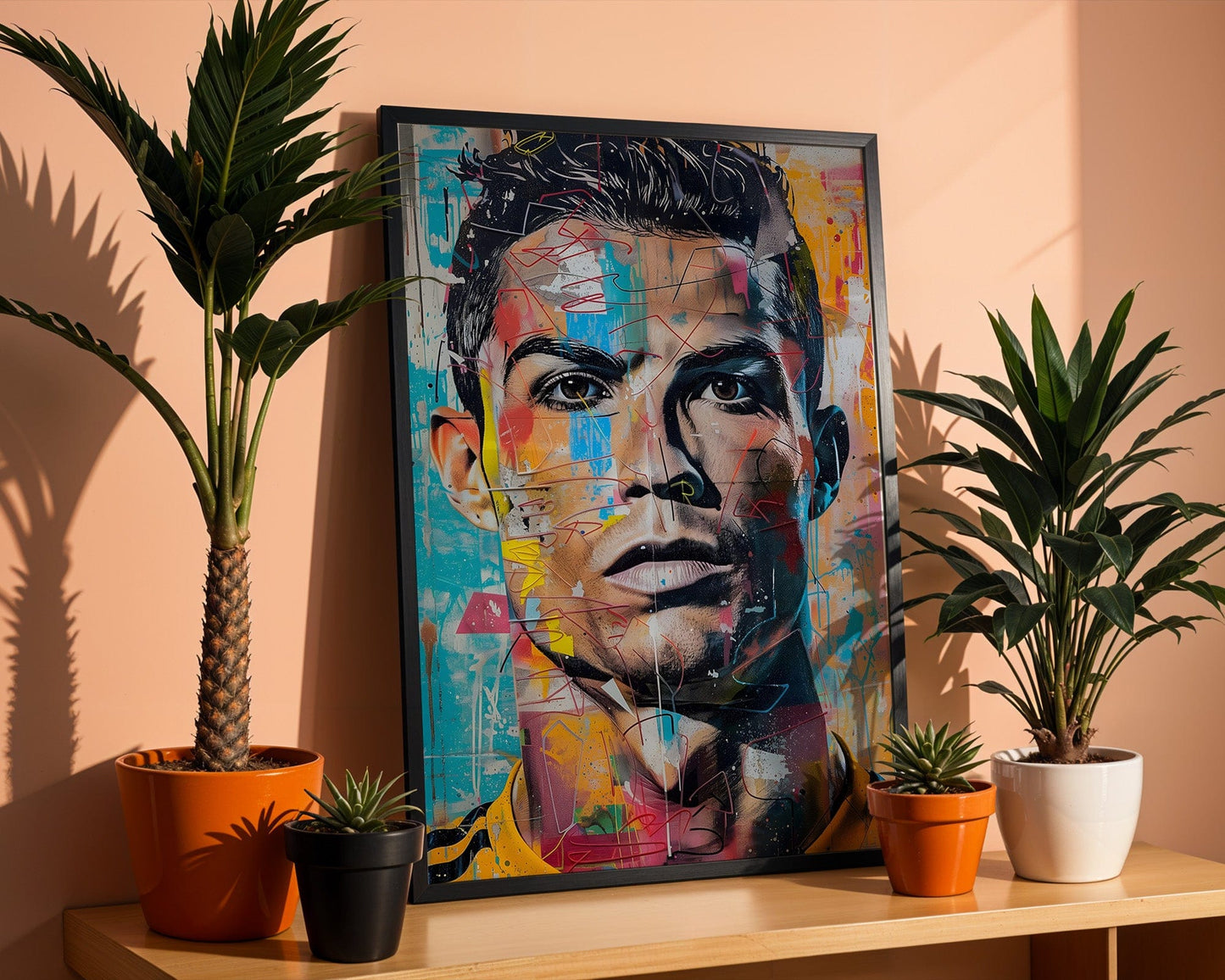 Street Art Leyenda del Fútbol Ronaldo · Cuadro Pop Art de Pared · Póster moderno de graffiti sin marco