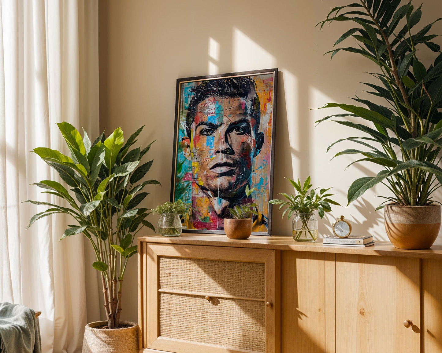 Street Art Leyenda del Fútbol Ronaldo · Cuadro Pop Art de Pared · Póster moderno de graffiti sin marco